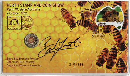 2022 Anda Perth Stamp & Coin Show Honey Bee Postal Numismatic Cover 210/333