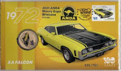 ANDA Brisbane Money Expo 2026 $1 Ford XA Falcon Stamp & Coin Cover