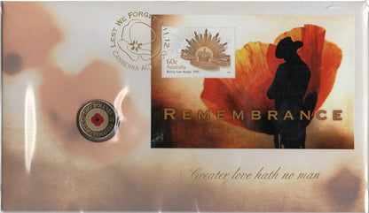 2012 Remembrance Day Two Dollar $2 Stamp and Coin Cover PNC