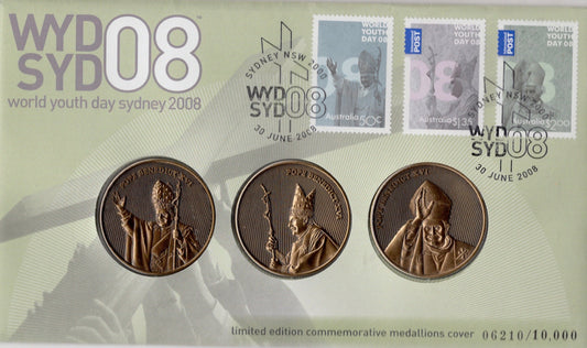 2008 World Youth Day Sydney Stamp and Medallion Cover WYD08