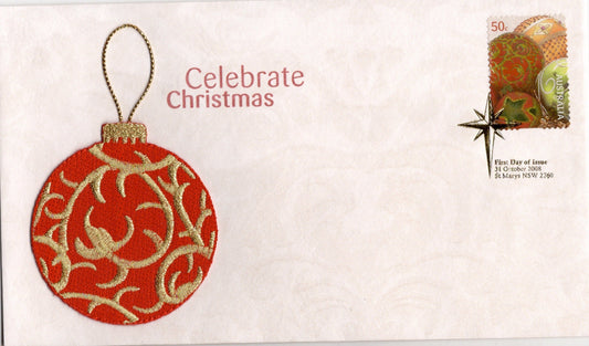 2008 Christmas Prestige First Day Cover with Woven Christmas Tree Decoration 05468/15000