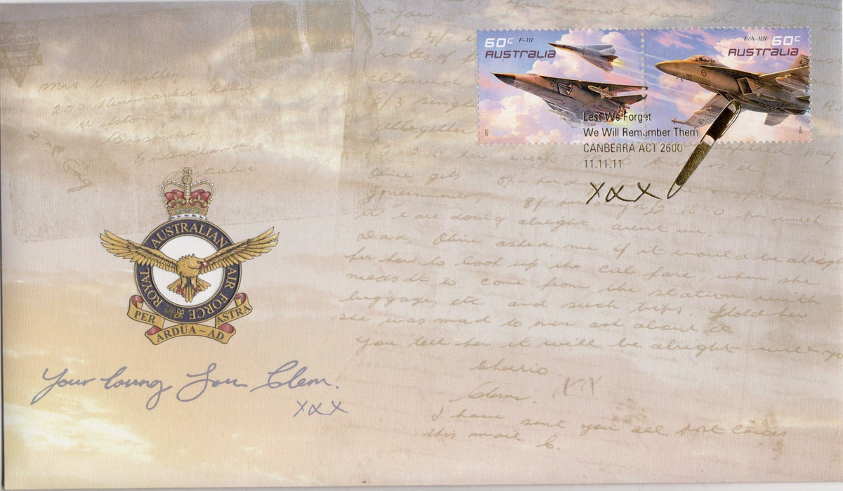 2011 RAAF Your Loving Son Clem Prestige First Day Cover 02982/10000