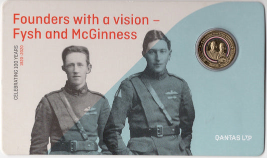 2020 $1 Qantas Centenary Founders with a Vision – Fysh & McGinness Carded Coin