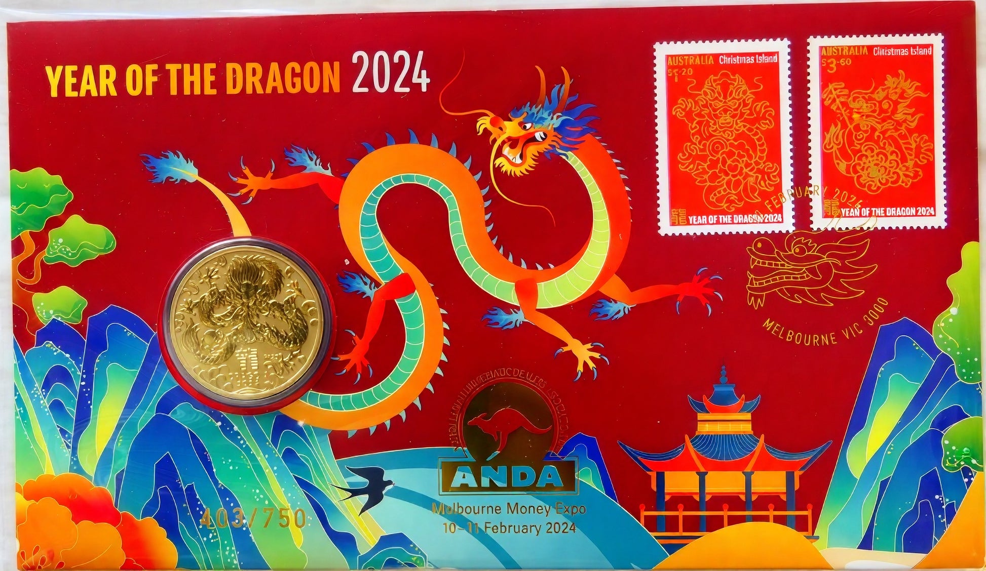 2024 Year of the Dragon PNC — ANDA Melbourne Money Expo — 403/750 front