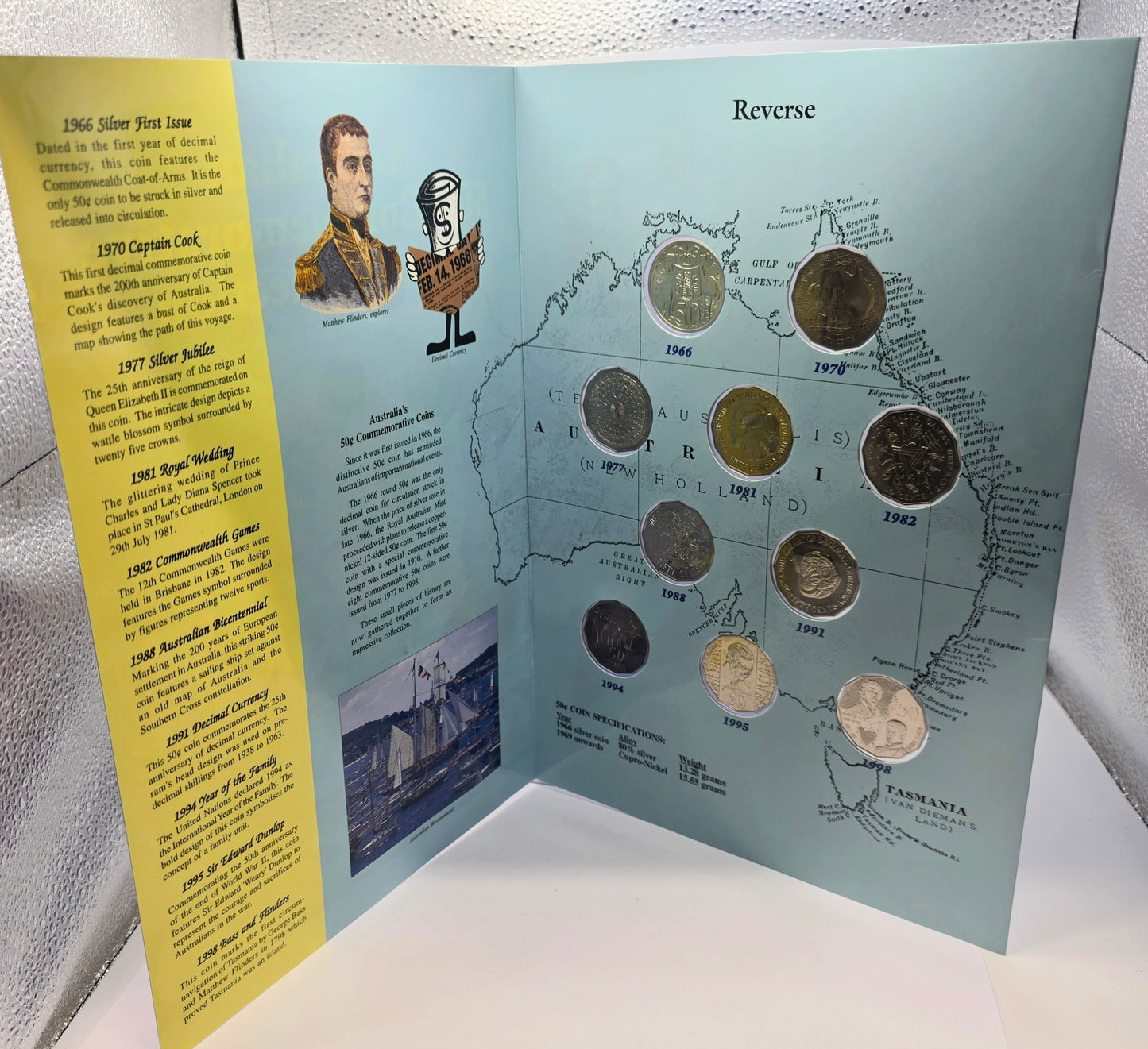 Australian 50c Commemorative Coin Collection 1966–1995 Uncirculated Set Folder