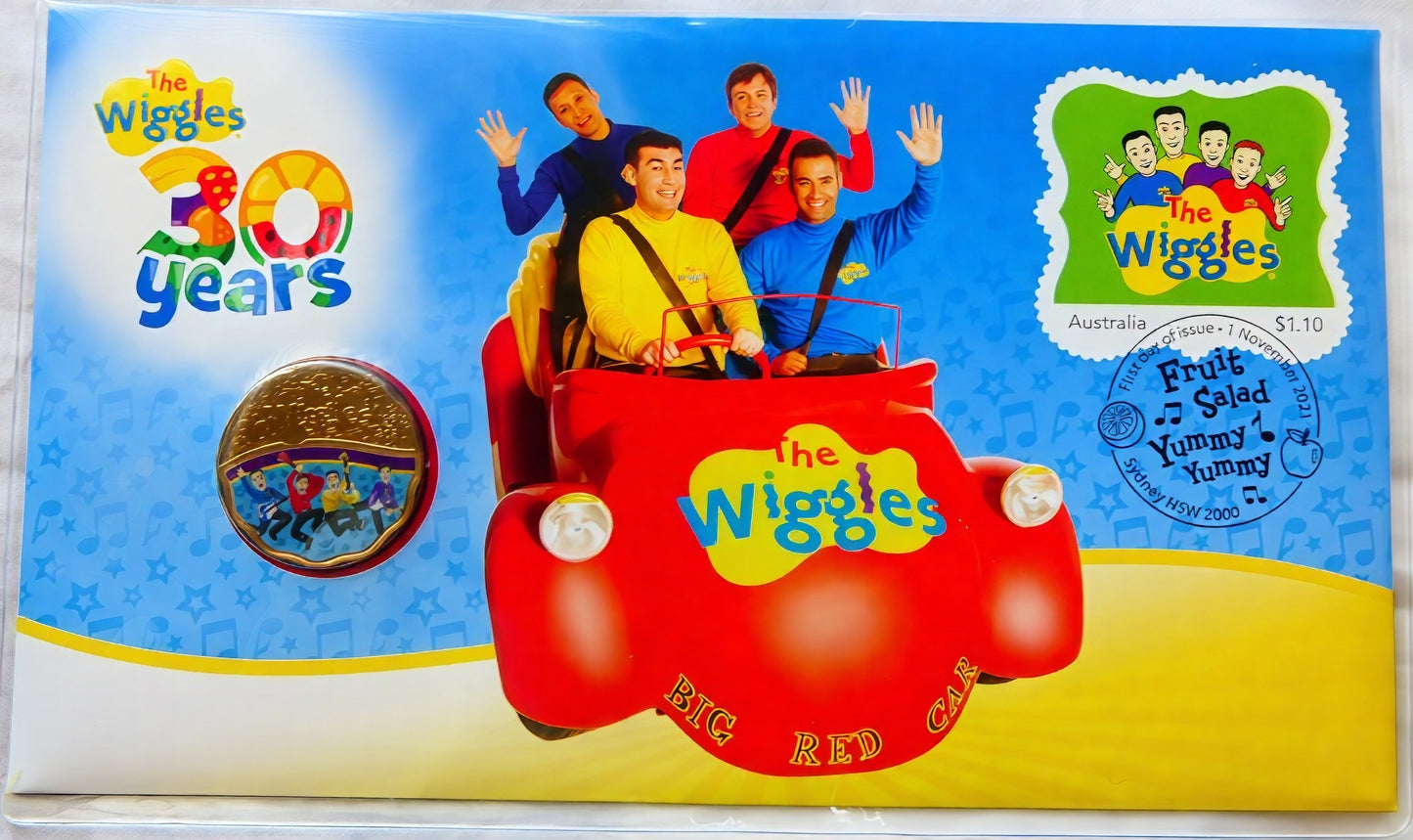 2021 the Wiggles 30 Years PNC — Big Red Car — First Day of Issue Sydney front