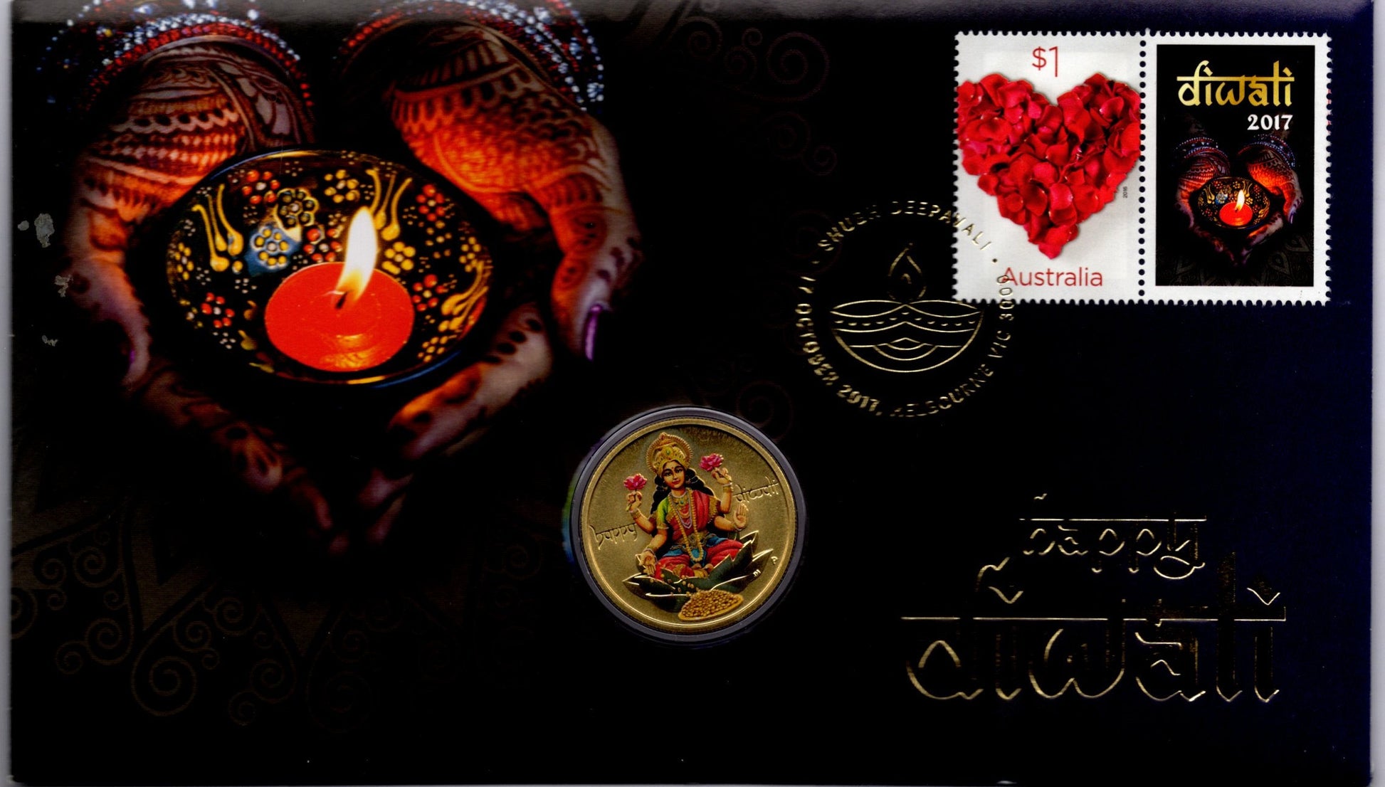 2017 Diwali Festival Stamp and Coin Cover PNC front