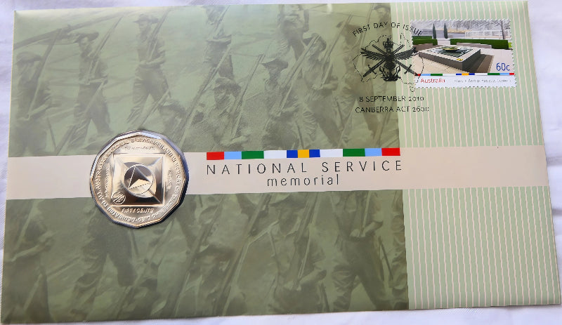 2010 National Service Memorial PNC — First Day of Issue Canberra Act front