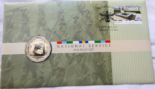 2010 National Service Memorial PNC — First Day of Issue Canberra Act front