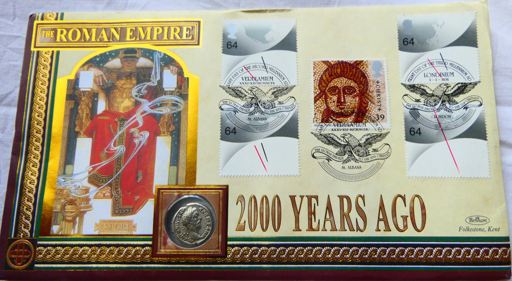 2000 the Roman Empire — 2000 Years Ago PNC — Ancient Roman Denarius — Benham front