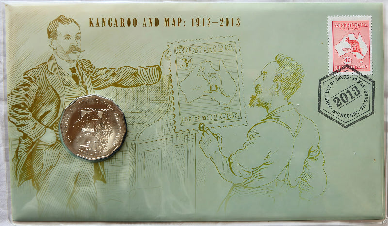 2013 Kangaroo and Map 1913—2013 PNC — First Day of Issue Melbourne Vic front