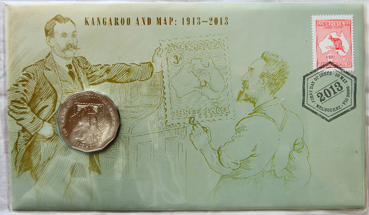 2013 Kangaroo and Map 1913—2013 PNC — First Day of Issue Melbourne Vic front