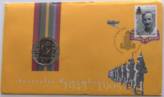 AUSTRALIA PNC COVER: 1995 50 CENT AUSTRALIAN REMEMBERS WEARY DUNLOP front