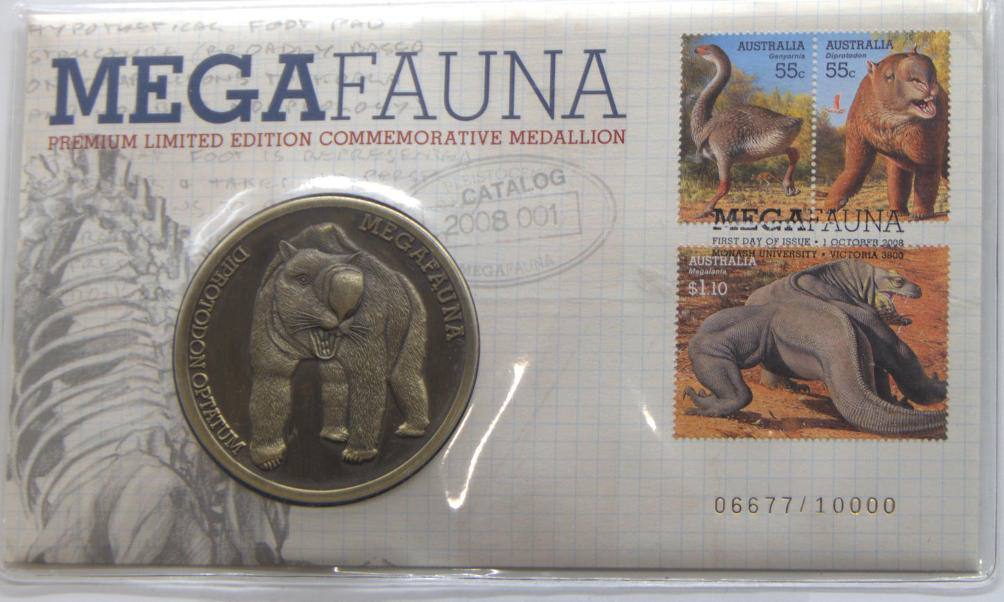 AUSTRALIA PNC COVER: 2008 MEDALLION MEGAFAUNA front