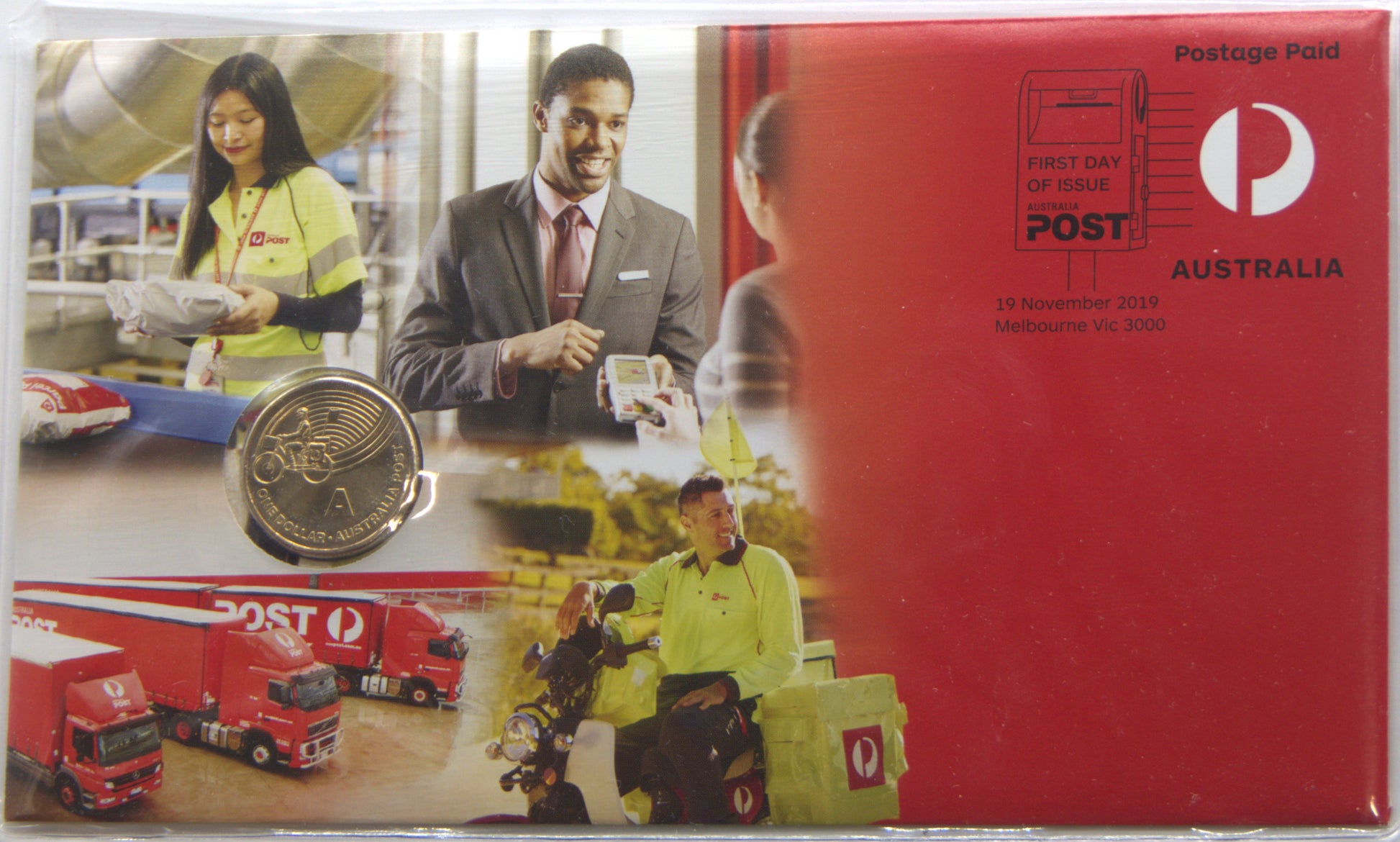 2019 Great Aussie Coin Hunt Gach Letter a Australia Post PNC with $1 Coin a front