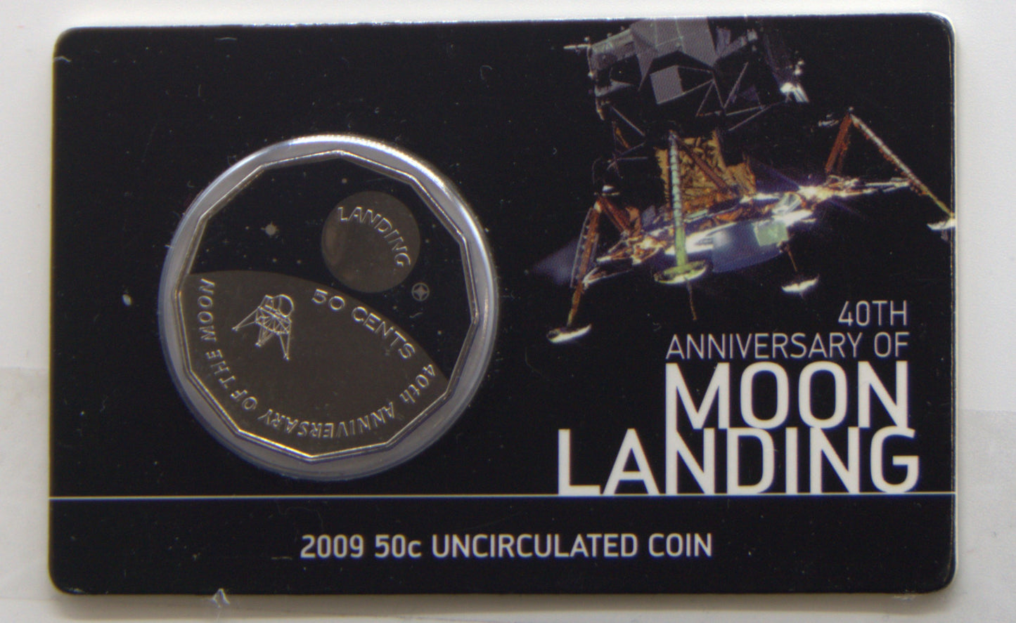 2009 Moon Landing 50c Coloured Uncirculated RAM Coin front