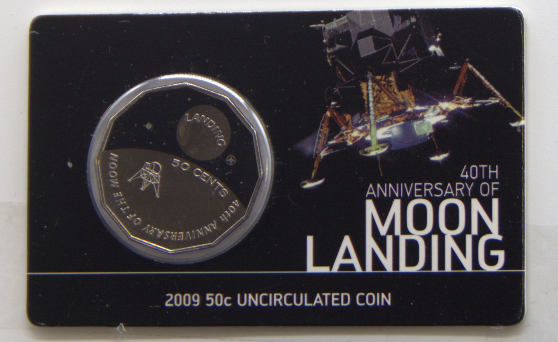 2009 Moon Landing 50c Coloured Uncirculated RAM Coin front