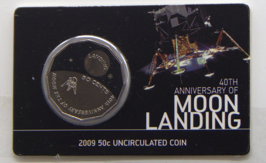 2009 Moon Landing 50c Coloured Uncirculated RAM Coin front