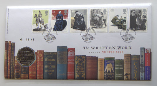 2005 the Written Word and the Printed Page 50 Pence PNC front