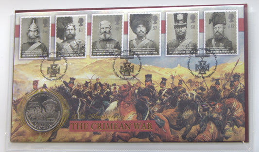 2004 Crimean War 150th Anniversary 1 Crown Coin Cover — Benham First PNC front