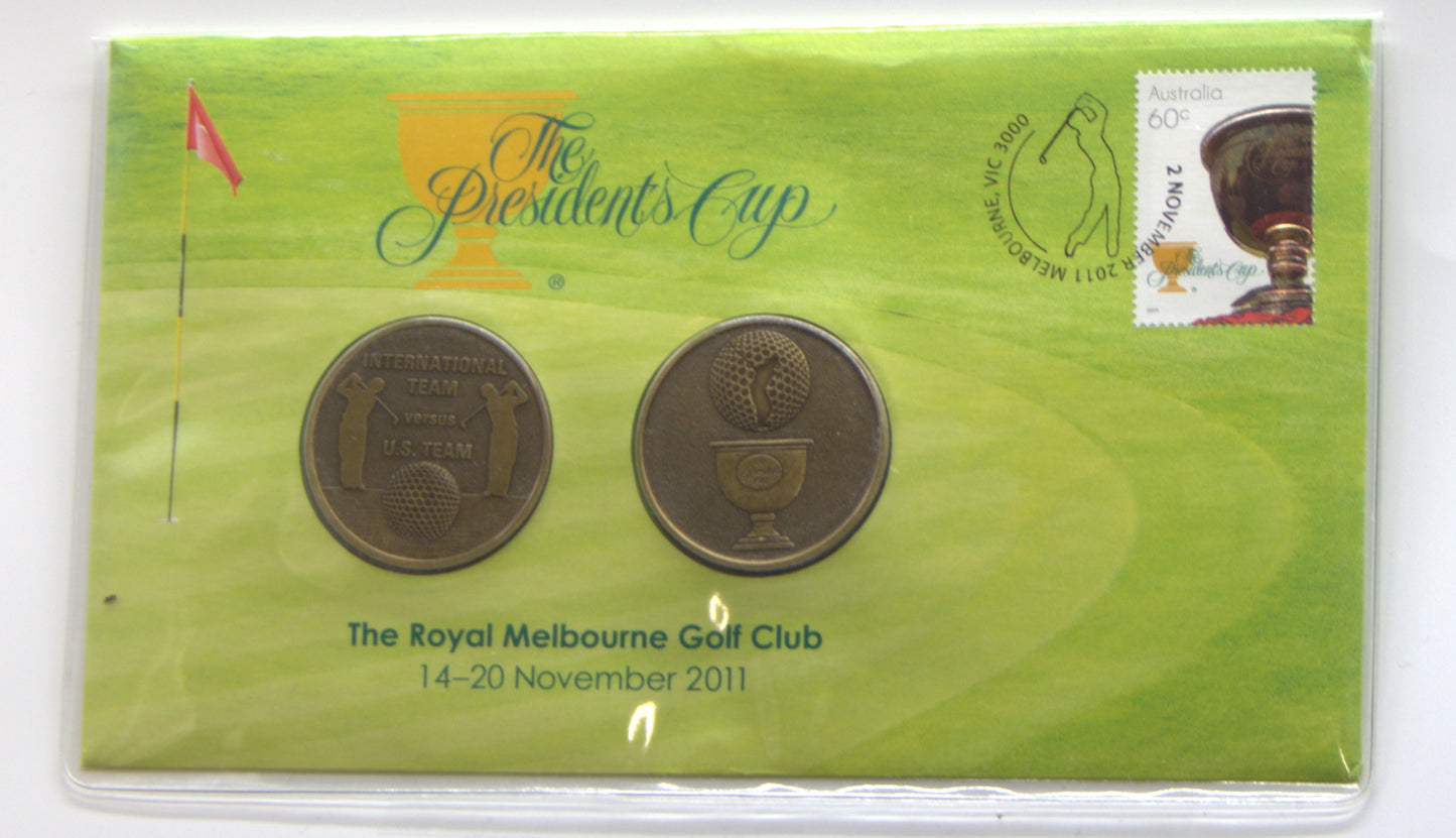 2011 Presidents Cup Royal Melbourne Golf Club Medallic PNC front