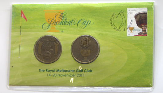 2011 Presidents Cup Royal Melbourne Golf Club Medallic PNC front