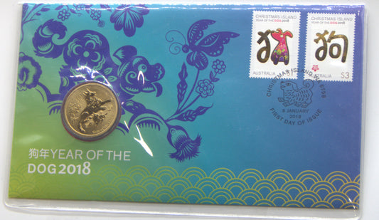 2018 Australia PNC $1 UNC Coin — Lunar Year of the Dog front