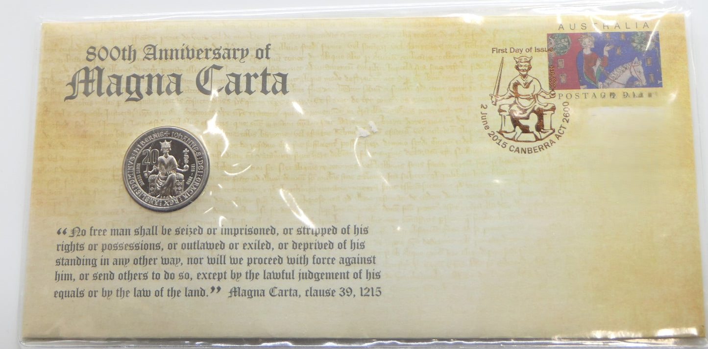 2015 20c 800th Anniversary of the Magna Carta PNC front