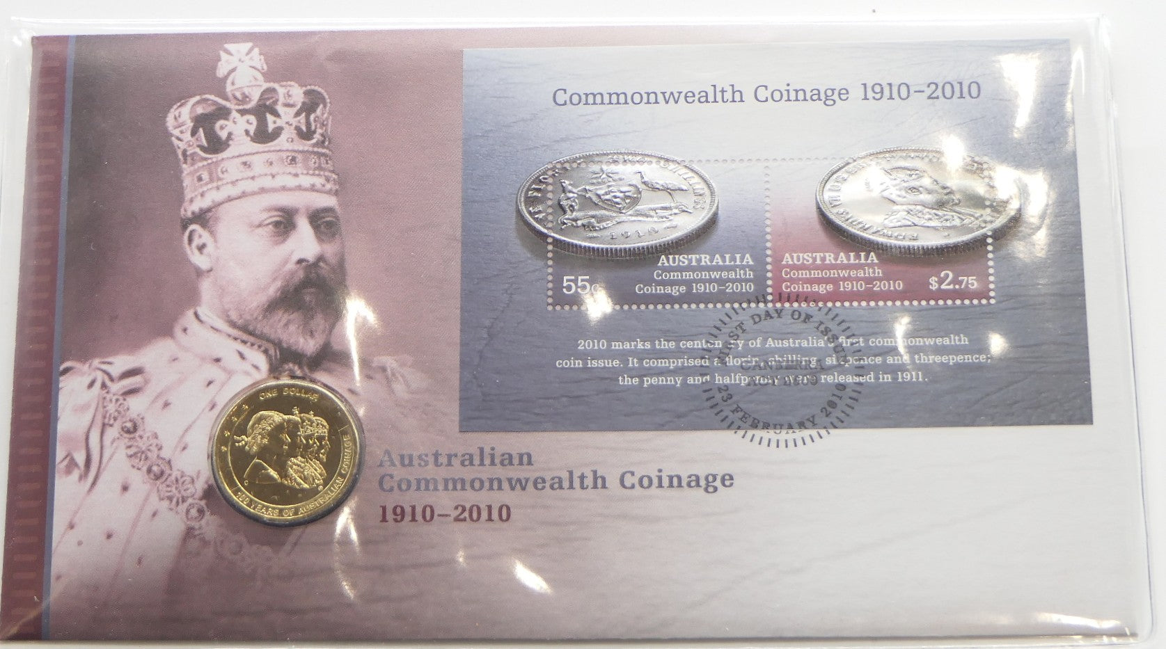 2010 $1 Australian Commonwealth Coinage 1910-2010 PNC front