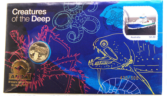 2023 ANDA Brisbane Money Expo PNC ANDA Overprints Limited to 500 Each $1 Creatures of the Deep 430/500 front