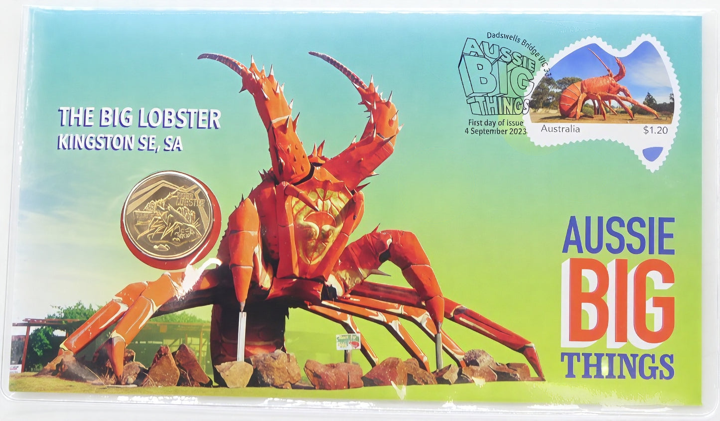 Aussie Big Things Big Lobster Coin Cover — First Day Issue 2023 PNC front