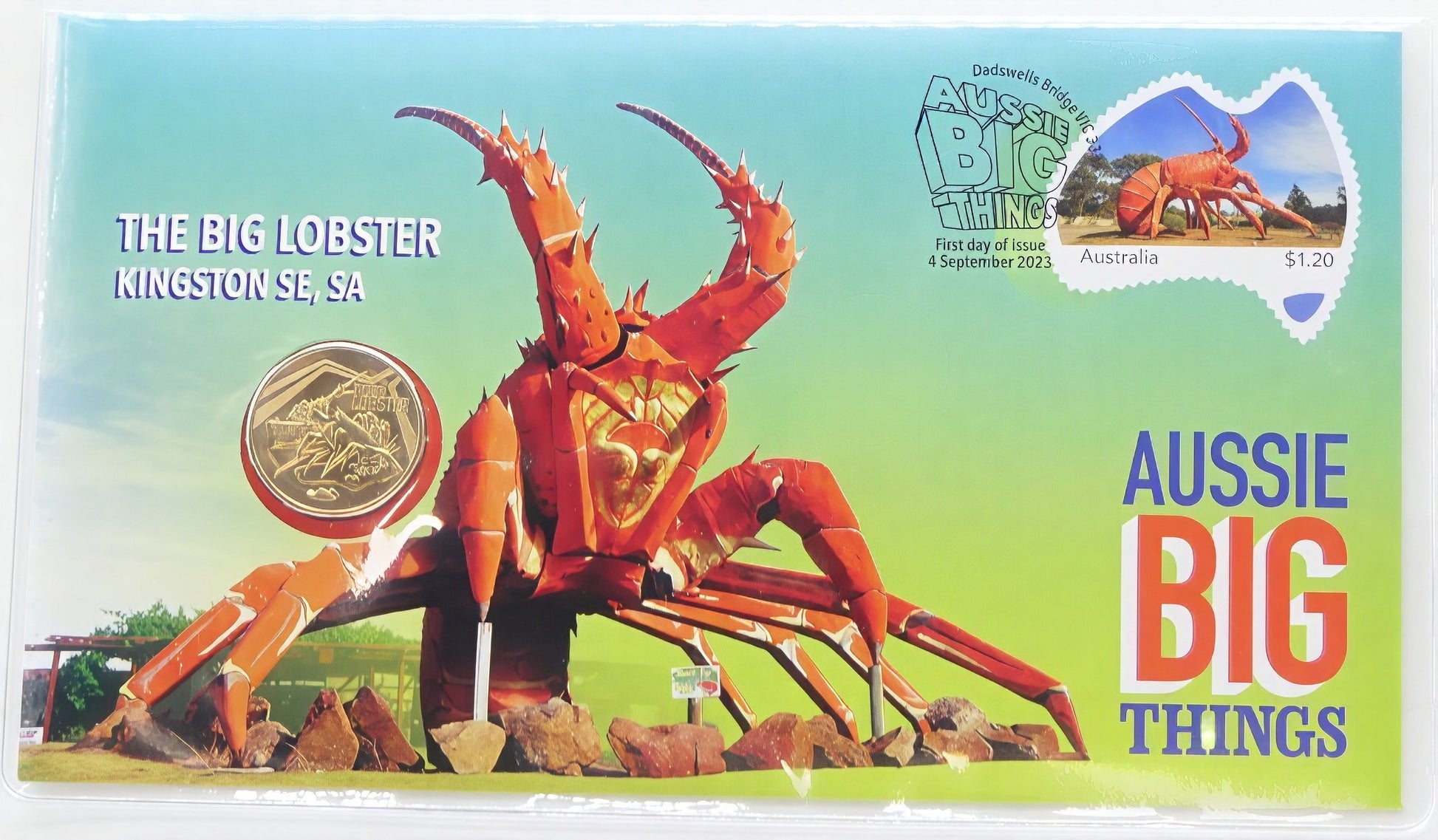 Aussie Big Things Big Lobster Coin Cover — First Day Issue 2023 PNC front
