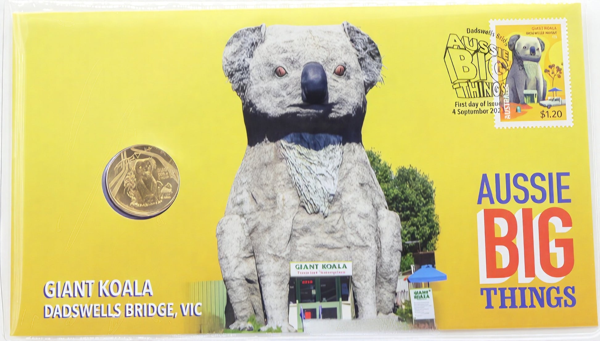 Aussie Big Things Giant Koala Coin Cover — First Day Issue 2020 PNC front