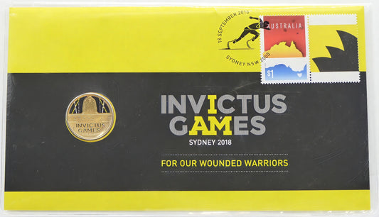 Invictus Games Sydney 2018 Coin Cover — First Day Issue — Wounded Warriors PNC front