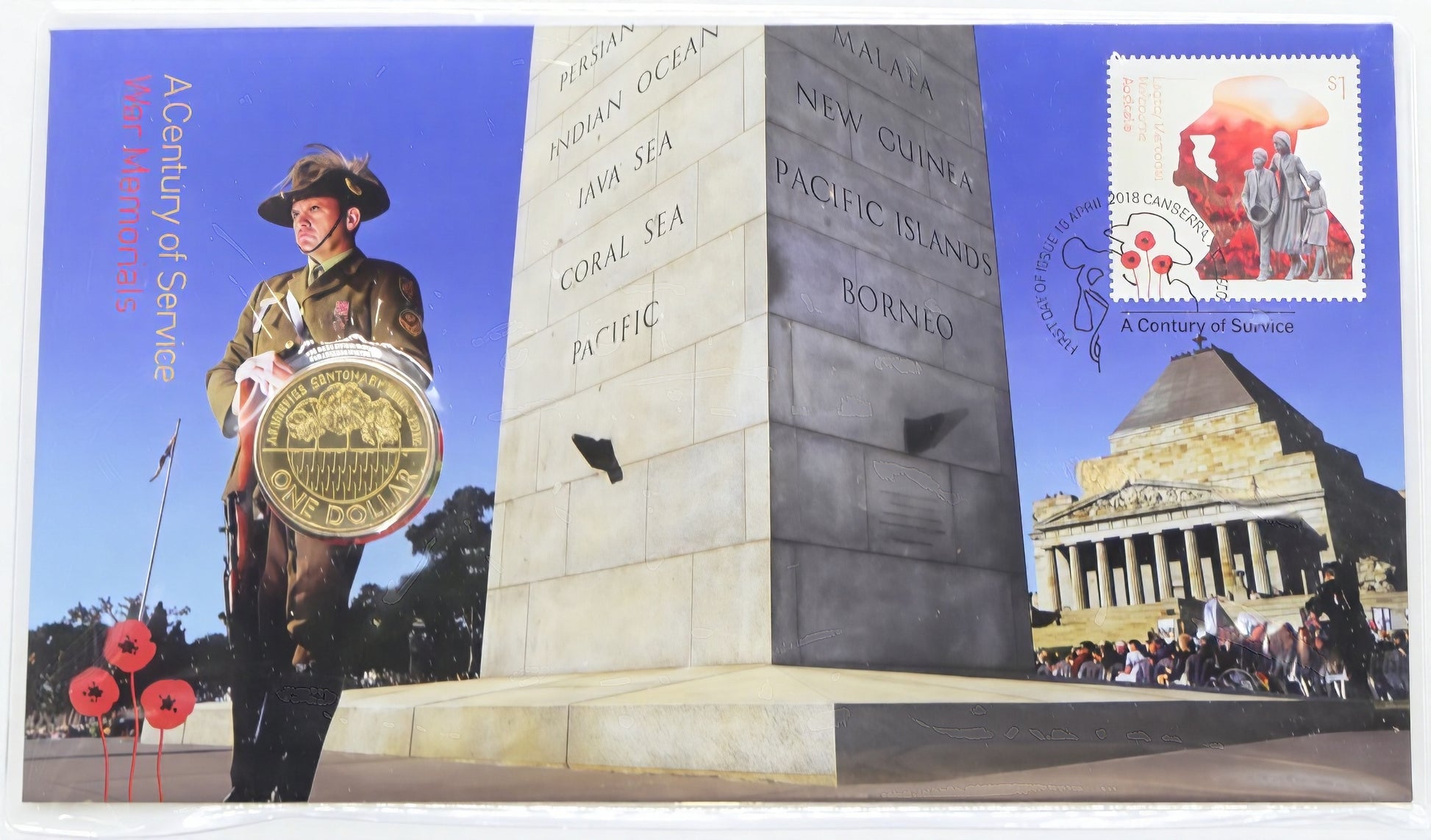 a Century of Service 2018 Coin Cover — Australian War Memorial — PNC front