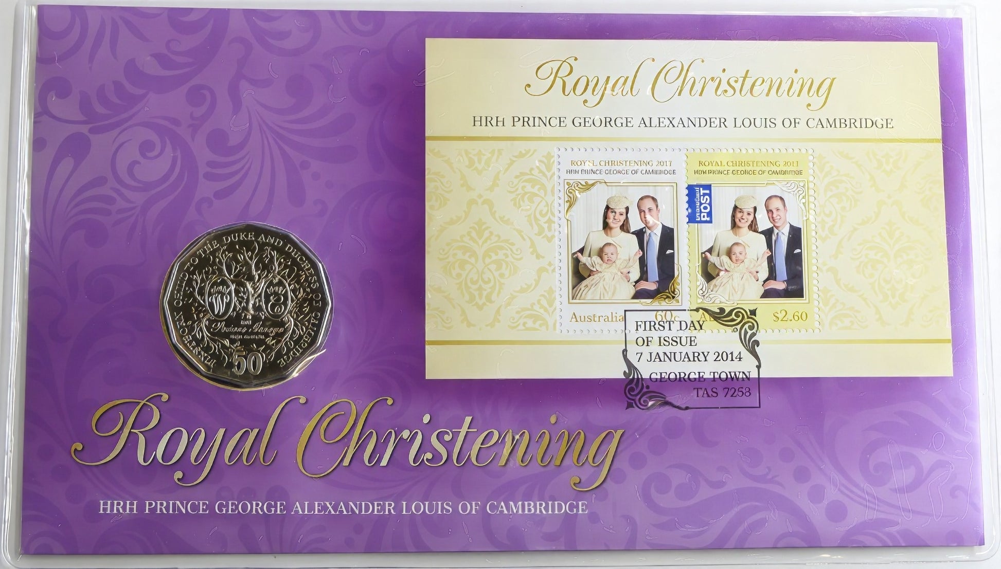 Royal Christening Coin Cover — Prince George — First Day Issue 2014 PNC front