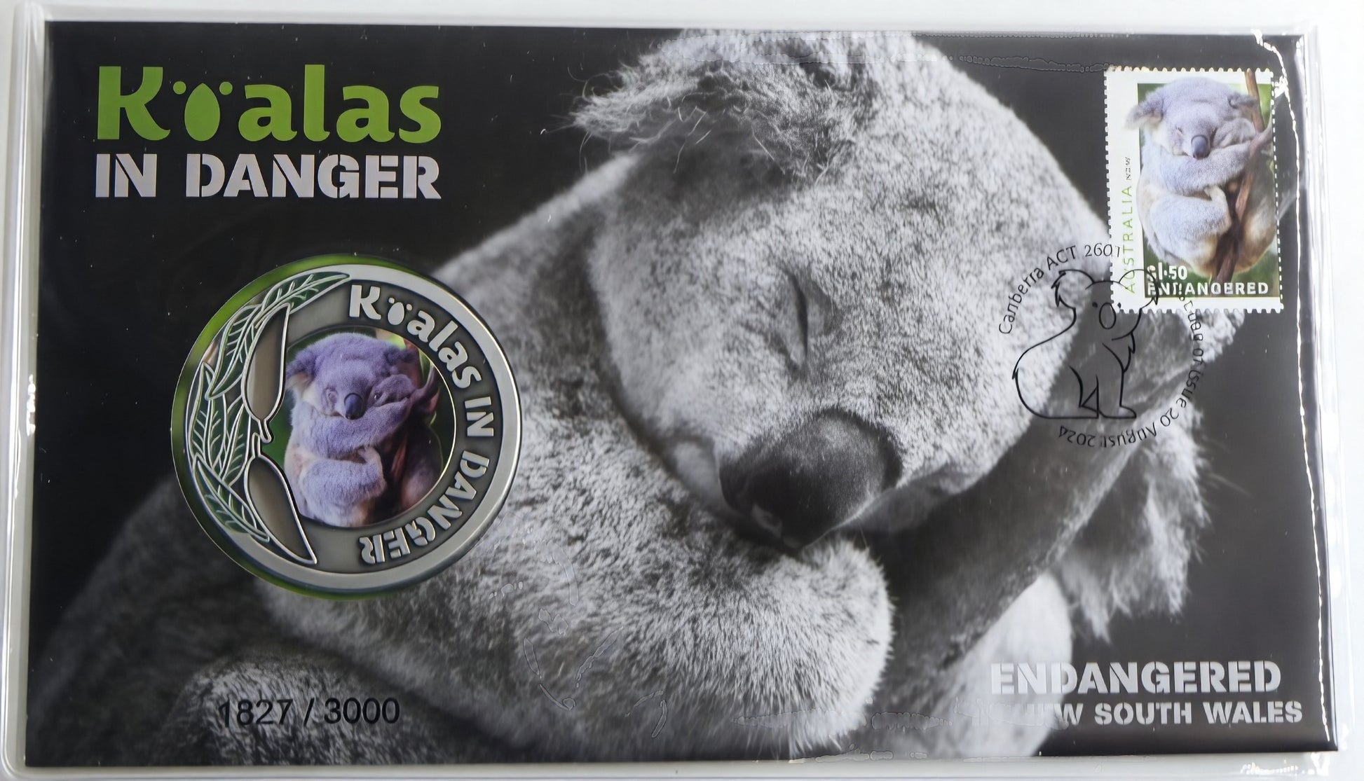 Koalas in Danger PNC — Endangered Nsw First Day Issue — Limited 1827/3000 front