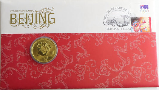 Beijing 2008 Olympic Games PNC — Australian Olympic Team — First Day Issue Coin Cover front