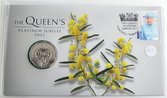 the Queen’s Platinum Jubilee 2022 PNC — First Day Issue — Australian Coin Cover front