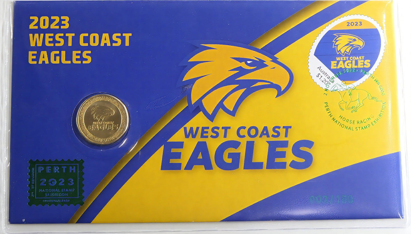 West Coast Eagles 2023 Limited Edition Coin Cover — Perth National Stamp Exhibition (007/150) PNC front