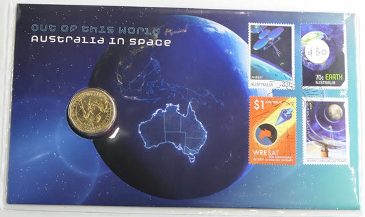 Out of This World — Australia in Space PNC — Moon Landing & Wresat Commemorative Coin Cover front