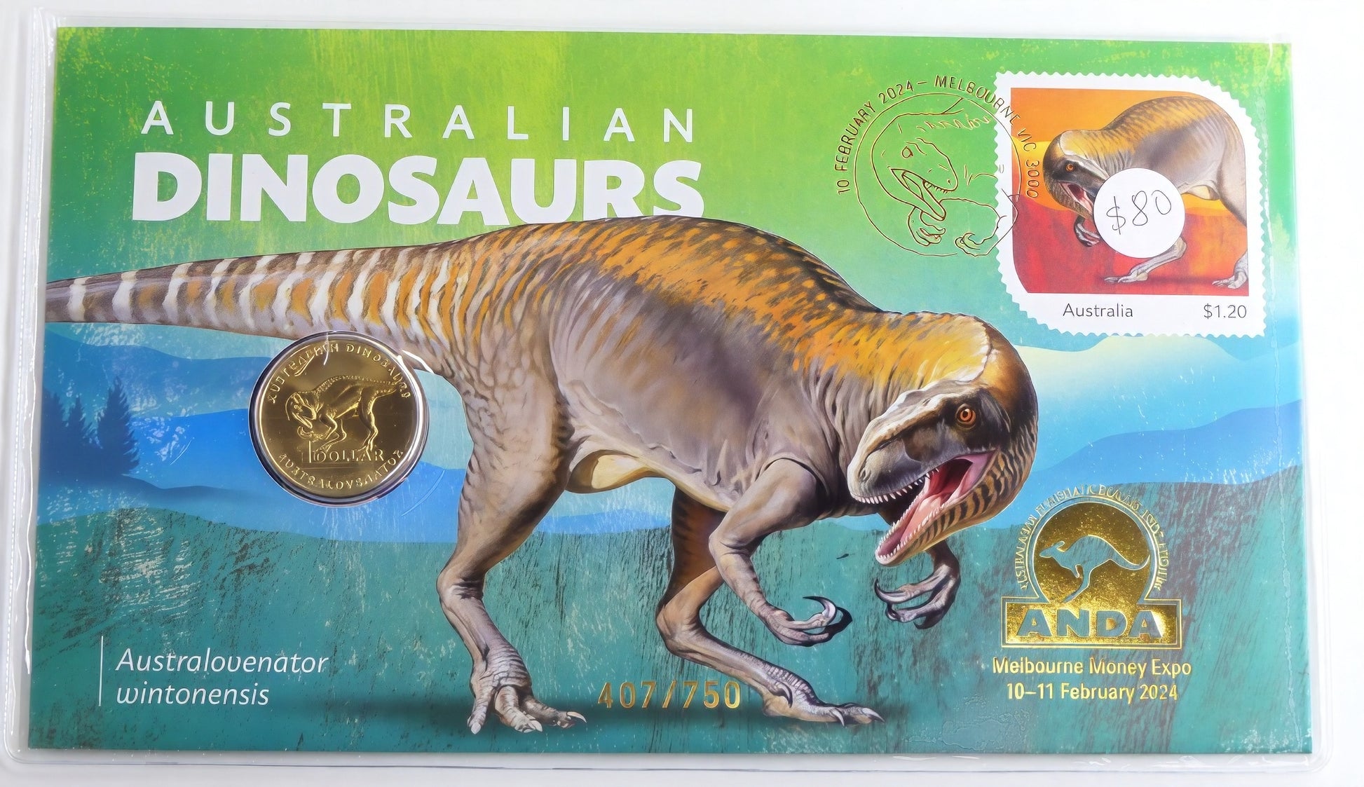 Australian Dinosaurs 2024 PNC — Australo Venator Wintonensis — ANDA Melbourne Money Expo (407/750) front