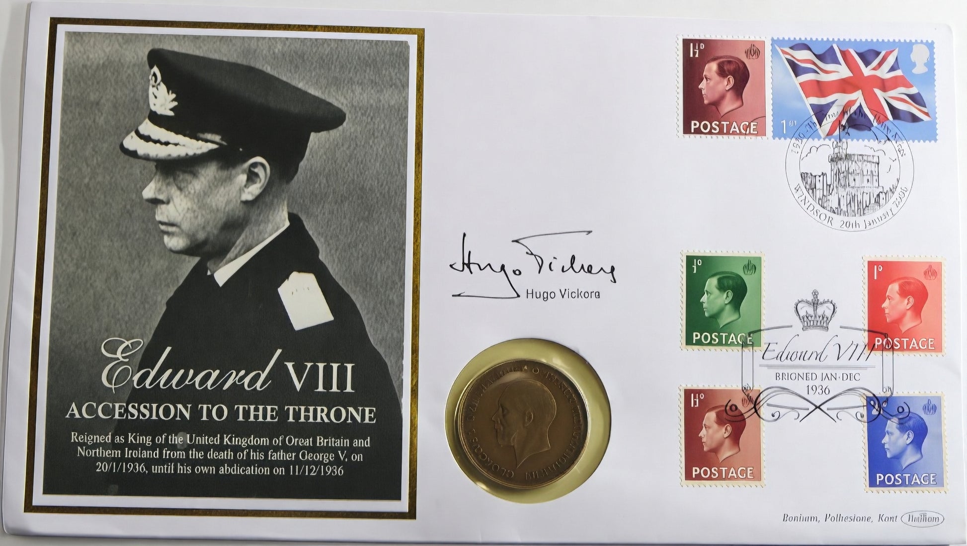 Edward Viii Accession to the Throne Coin Cover — Abdication 1936 — Benham Limited Edition PNC front