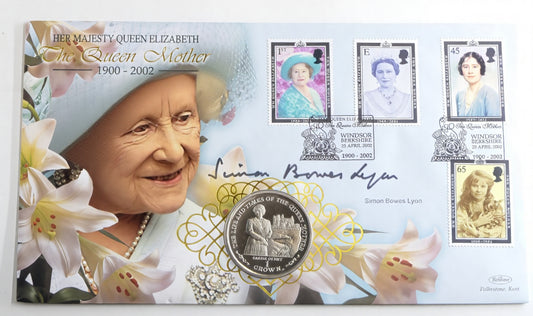 Queen Elizabeth the Queen Mother Memorial Coin Cover — Signed — Windsor 2002 PNC front
