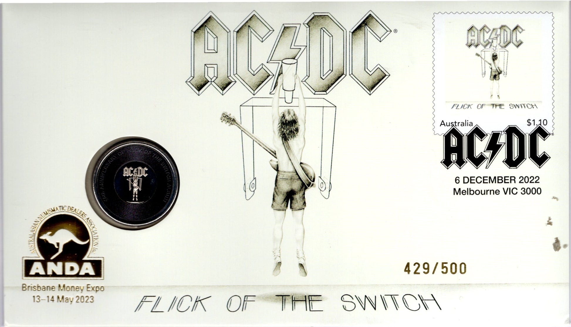 AC/DC “Black Ice” , Flick the Switch , Creatures of the Deep , PNC #429/500 ANDA Brisbane Money Expo 2023 Limited Edition...