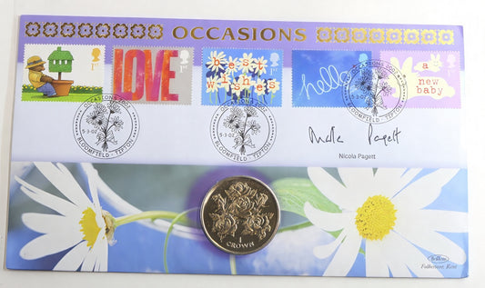 Occasions 2002 Coin Cover — Nicola Pagett Signed — Benham Crown Issue PNC front
