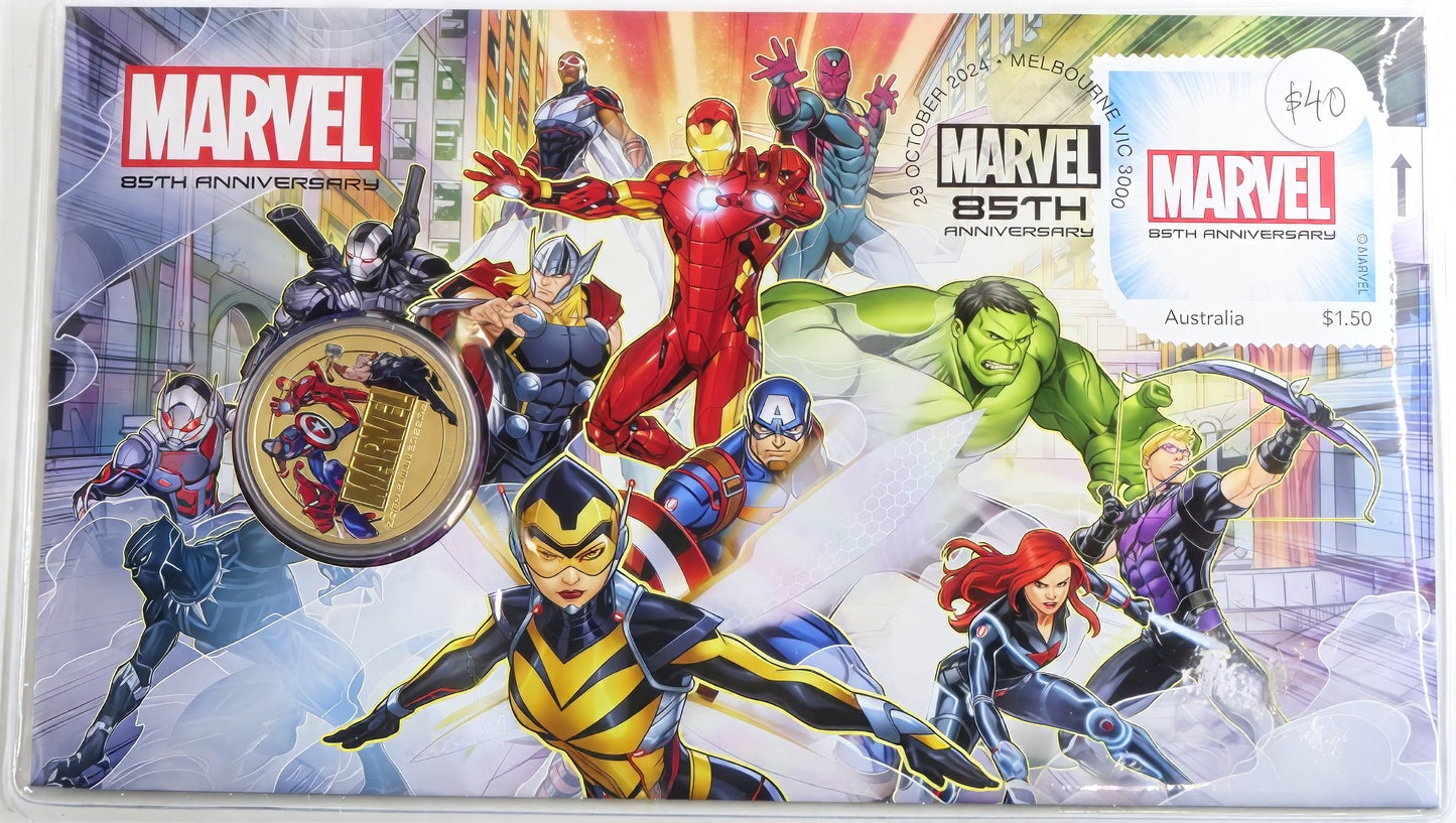 Marvel 85th Anniversary PNC — Melbourne 2024 First Day Issue — Limited Edition Coin Cover front