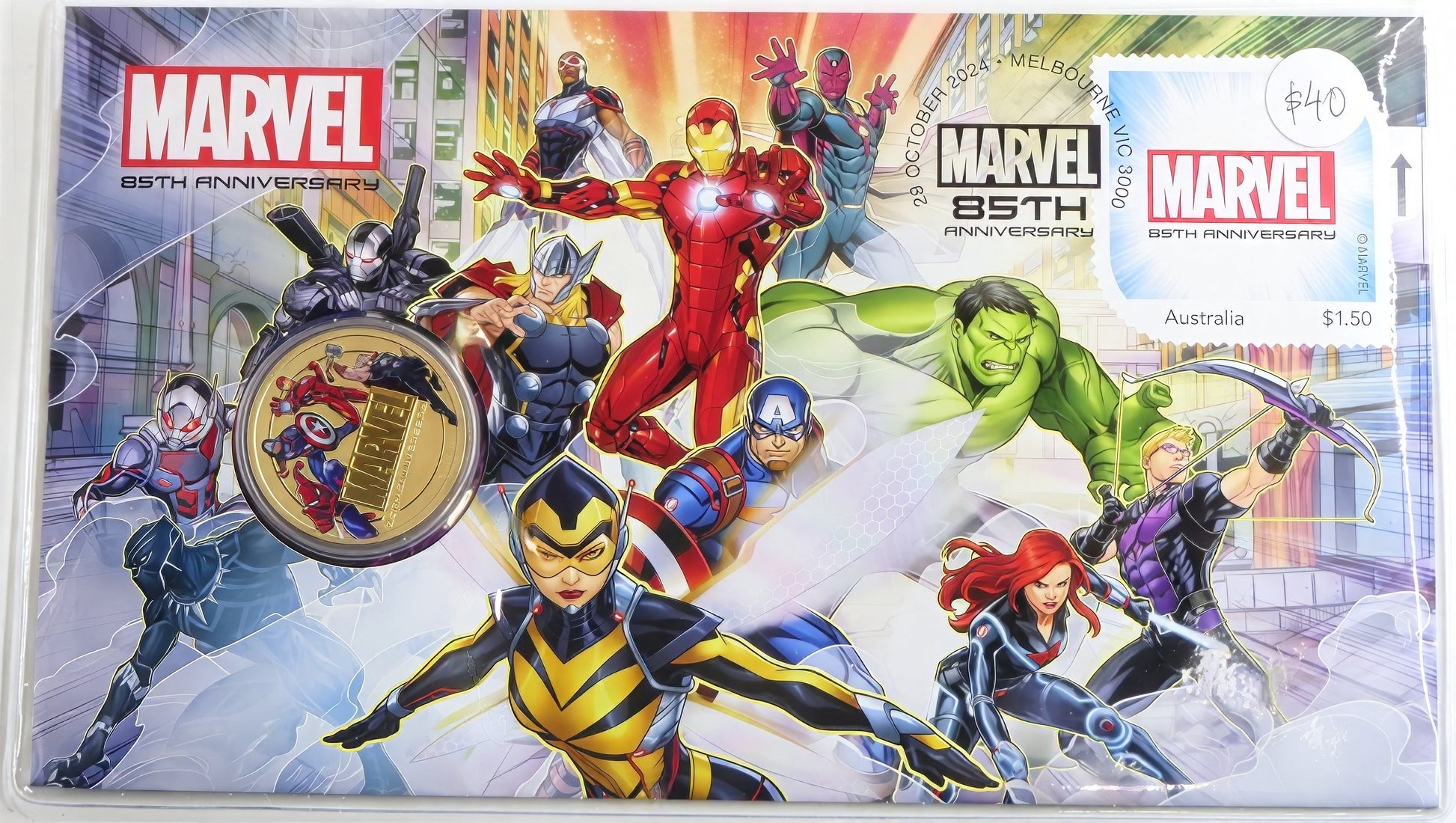 Marvel 85th Anniversary PNC — Melbourne 2024 First Day Issue — Limited Edition Coin Cover front