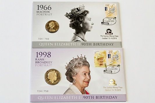 Queen Elizabeth II 90th Birthday PNC — 1998 Rank-Broadley Portrait, ANDA Sydney Money Expo 2016 (724/750) front