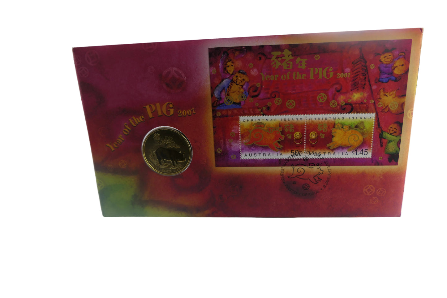 2007 year of the pig postal numismatic cover
